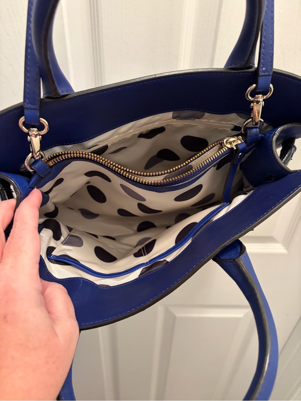 Kate Spade New York Rosa Mount Ivy Beau Bow Leather Satchel Crossbody – Cobalt - Picture 7 of 8